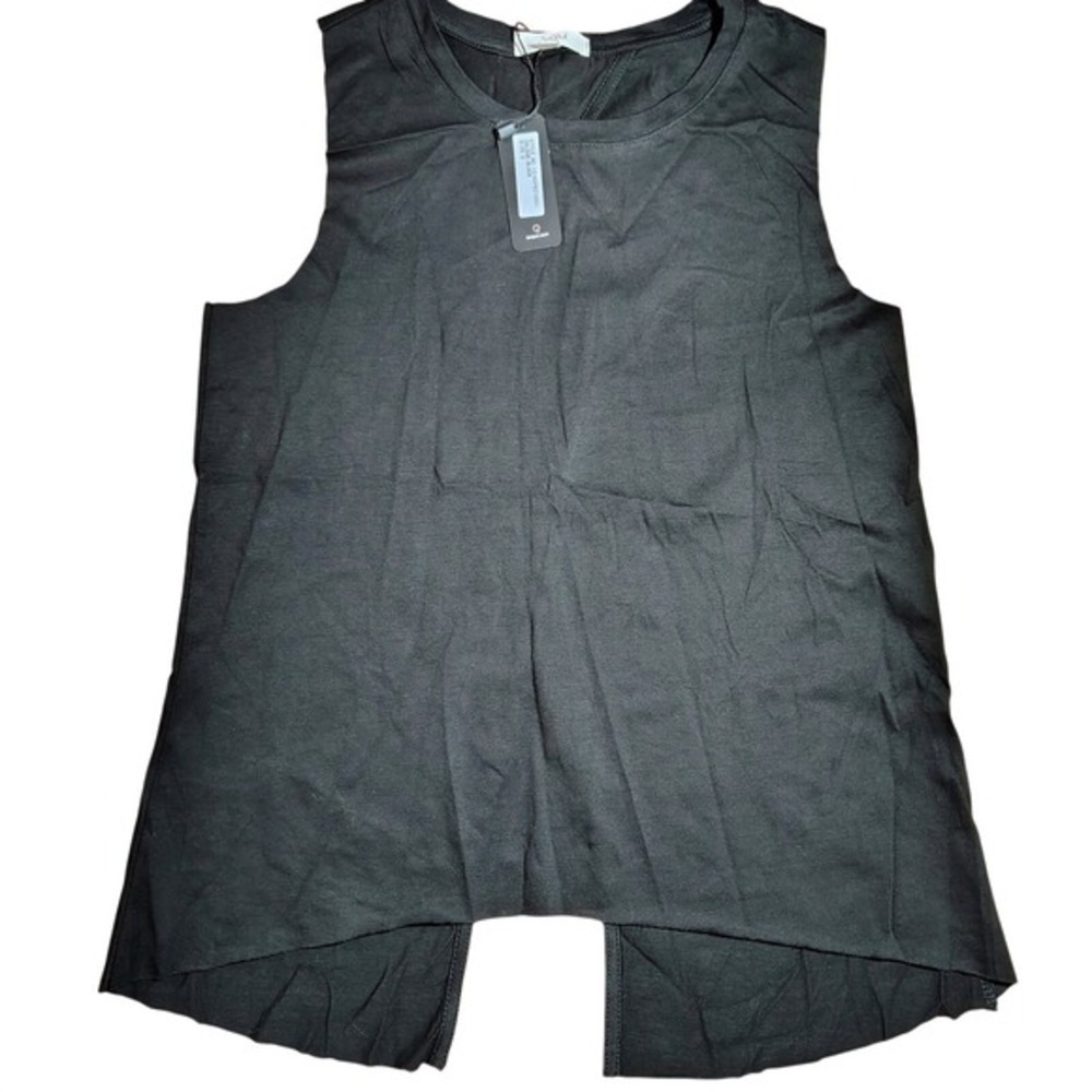 SoQut Black Sleeveless High Low Split Back T-shirt Top Womens Size‎ S goth
